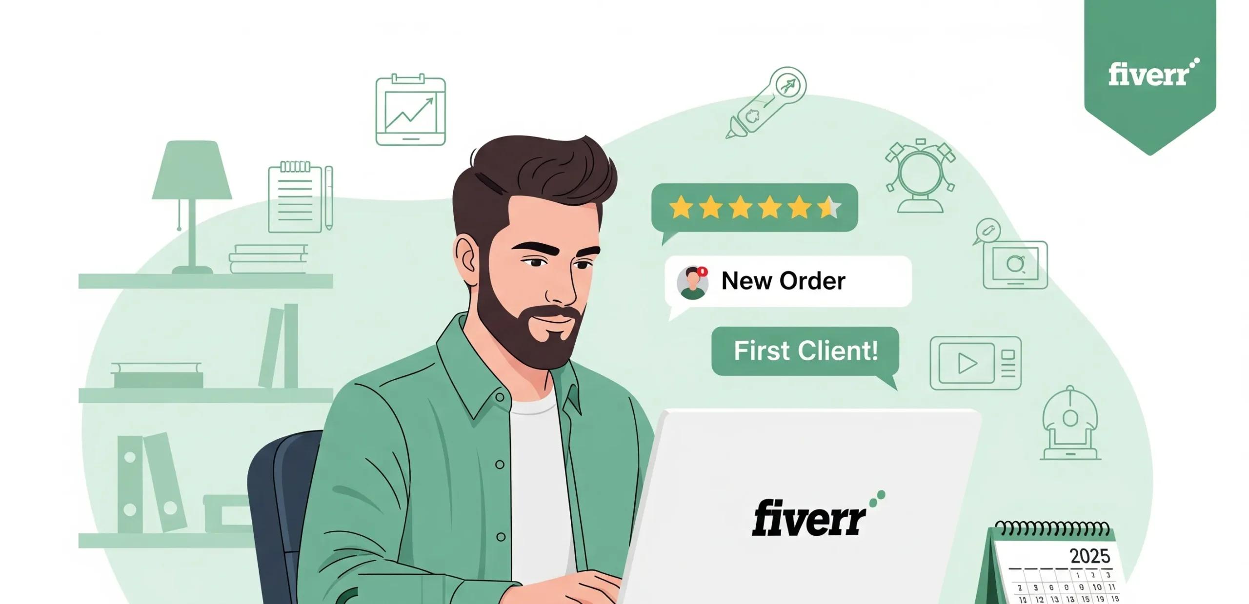 2025 میں Fiverr پر پہلا کلائنٹ scaled