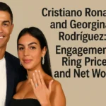 create an image in landscape format on this text : "Cristiano Ronaldo and Georgina Rodríguez: Engagement, Ring Price, and Net Worth"