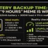 Create in landscape on this : Battery Backup Time: Why That “9 Hours” Meme Is Wrong (and How to Calculate It Right) 🔋