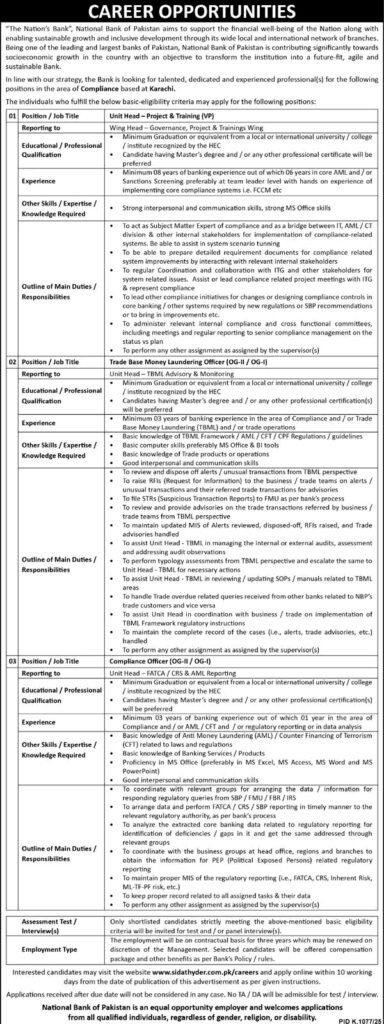 NBP compliance officer jobs