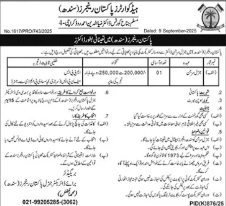 Rangers jobs sindh TSP