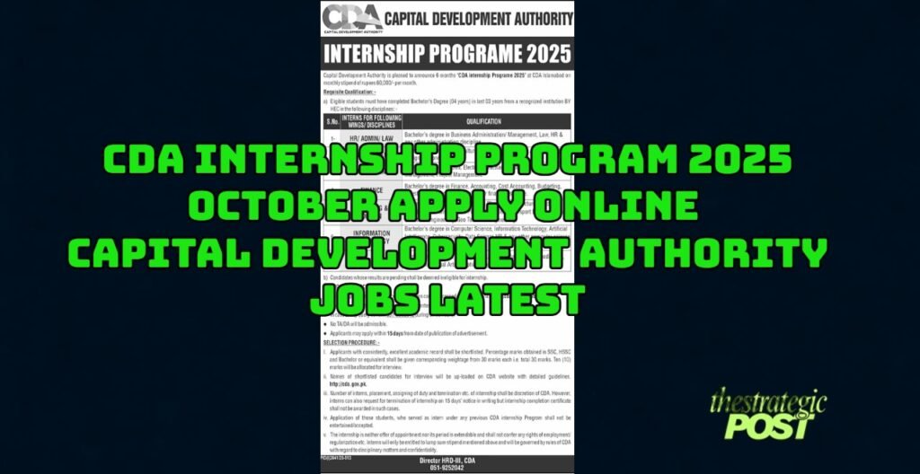 CDA Internship Program 2025 October Apply Online Capital Development Authority Jobs Latest