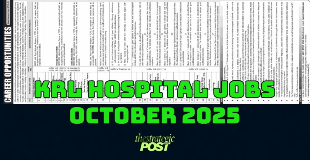 KRL Hospital Jobs October 2025