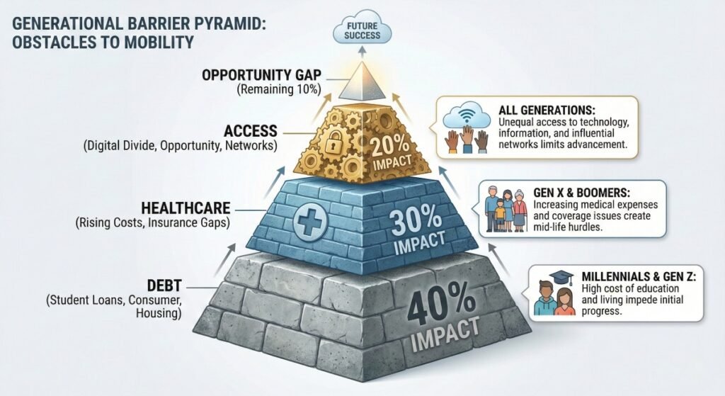 A barrier pyramid chart stacking debt