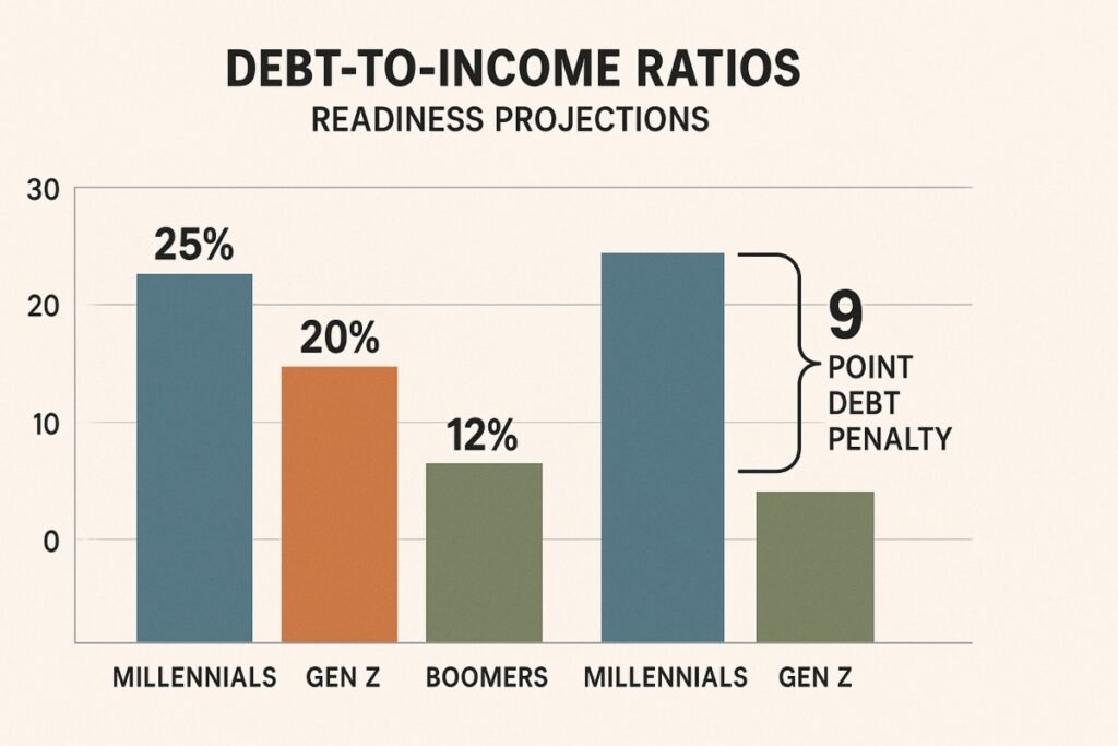 A side-by-side bar graph comparing debt-to-income ratios