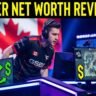 Esports player with financial graphics