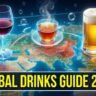 Map featuring various global drinks, Global drinks by country
