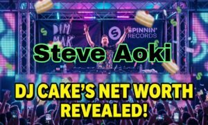 Steve Aoki Net Worth DJ performing with cake visuals.