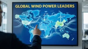 Map showing global wind power leaders