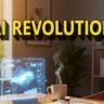 Modern workspace with AI theme, AI revolution