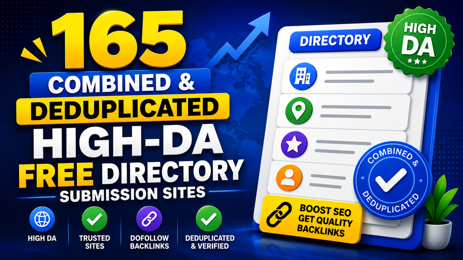 165 Combined & Deduplicated High-DA Free Directory Submission Sites